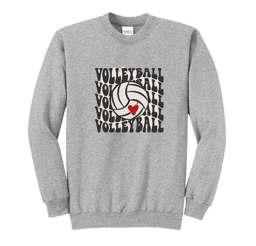 Club Volleyball Heart Crew Neck